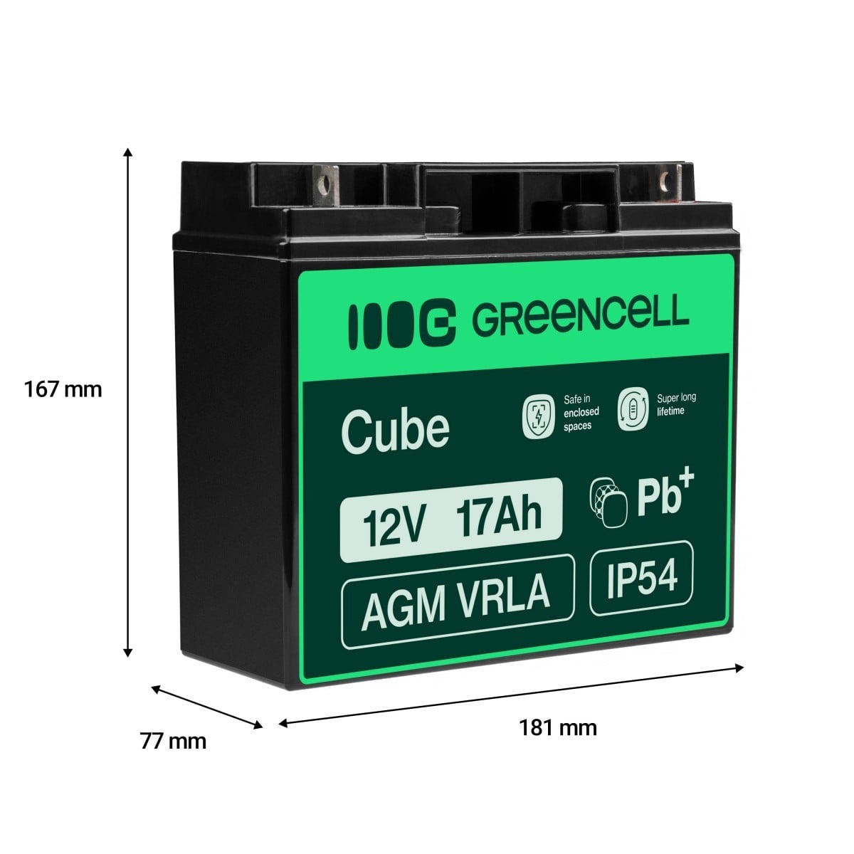Green Cell AGM Battery Lead Acid VRLA 12V 17Ah for motor boats and electric - Battery - 17.000 mAh (2)