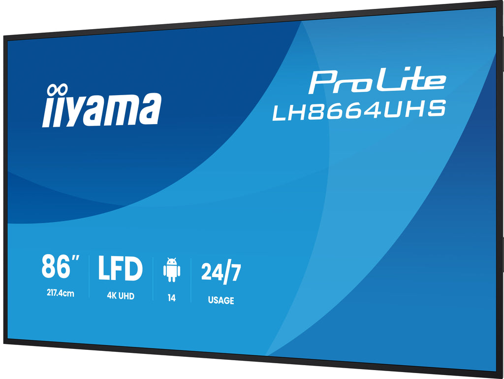 iiyama LH8664UHS-B3AG pantalla de señalización Pantalla plana para señalización digital 2,17 m (85.6") Wifi 500 cd / m² 4K Ultra HD Negro Procesador incorporado Android 24/7 (7)