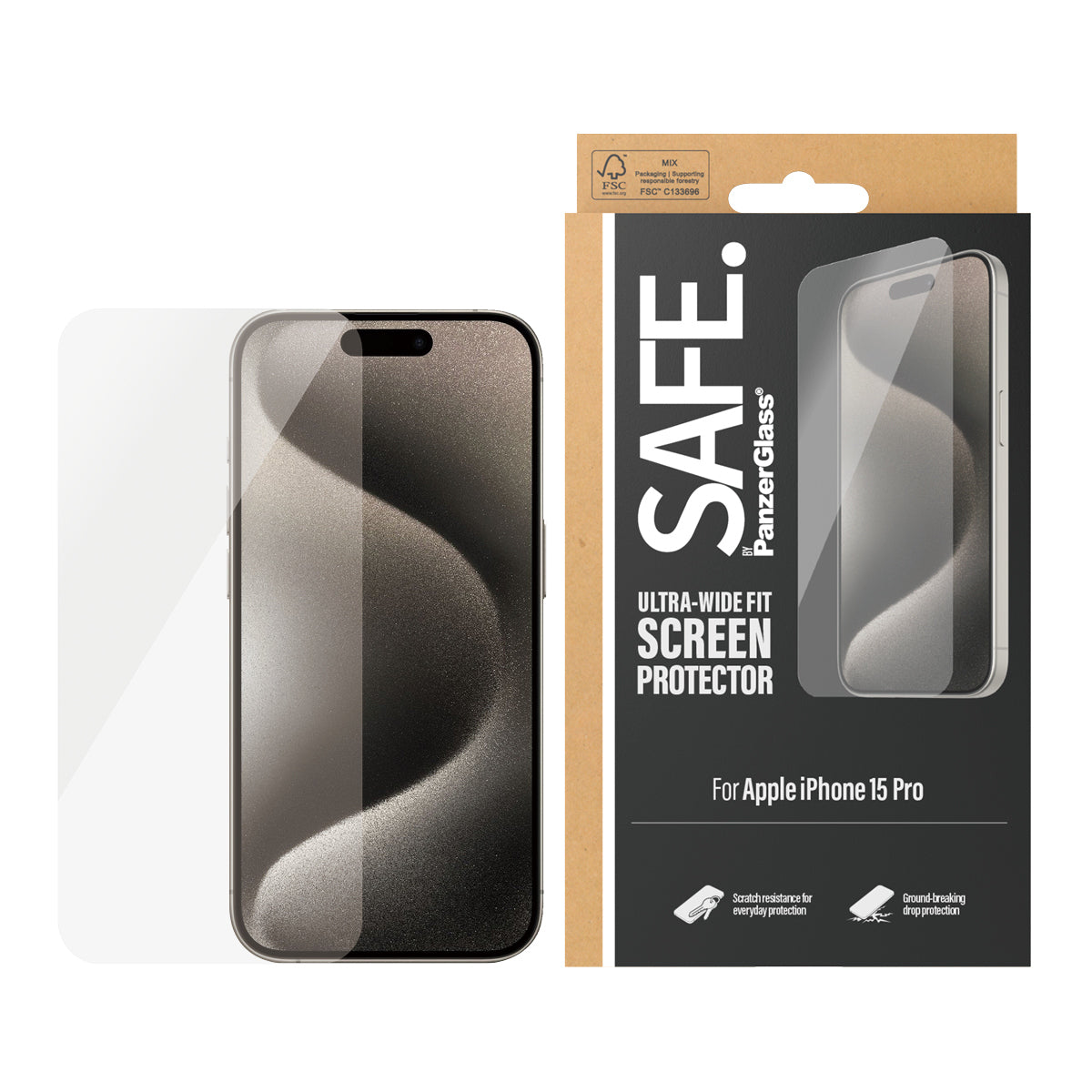 PanzerGlass SAFE. by ® Screen Protector iPhone 15 Pro | Ultra-Wide Fit Protector de pantalla Apple 1 pieza(s) (2)
