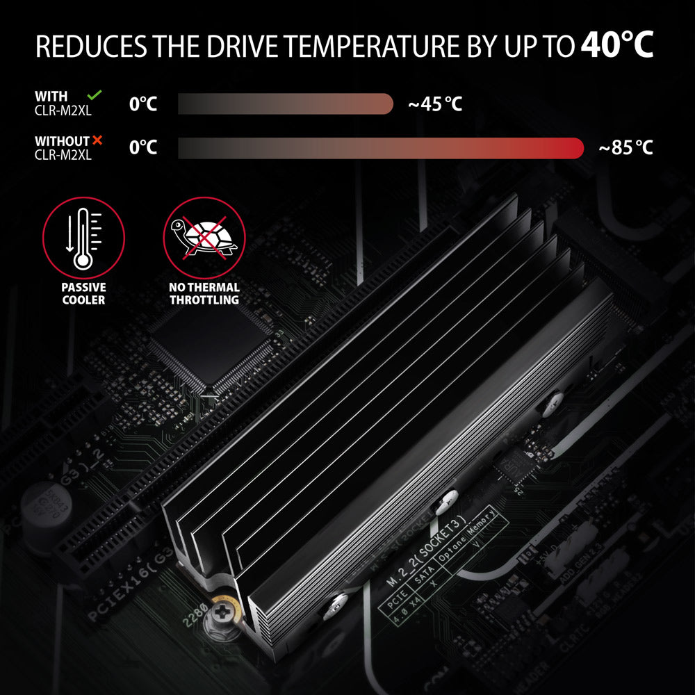 Axagon CLR-M2XL sistema de refrigeración para ordenador M.2 NVMe SSD, Unidad de estado sólido Disipador térmico/Radiador Negro 1 pieza(s) (4)