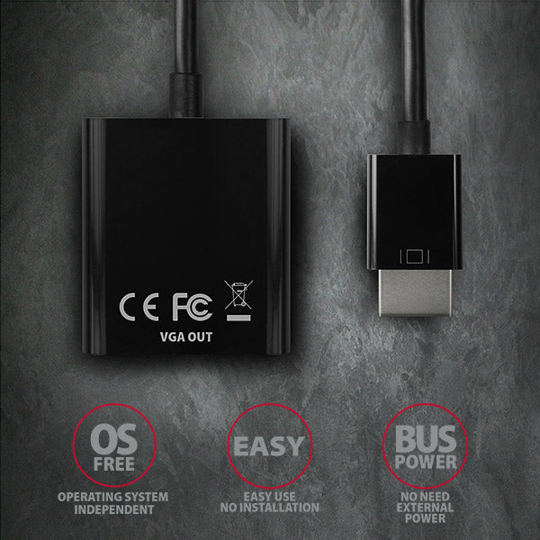 Axagon RVH-VGN adaptador de cable de vídeo 0,15 m HDMI tipo A (Estándar) VGA (D-Sub) Negro (6)
