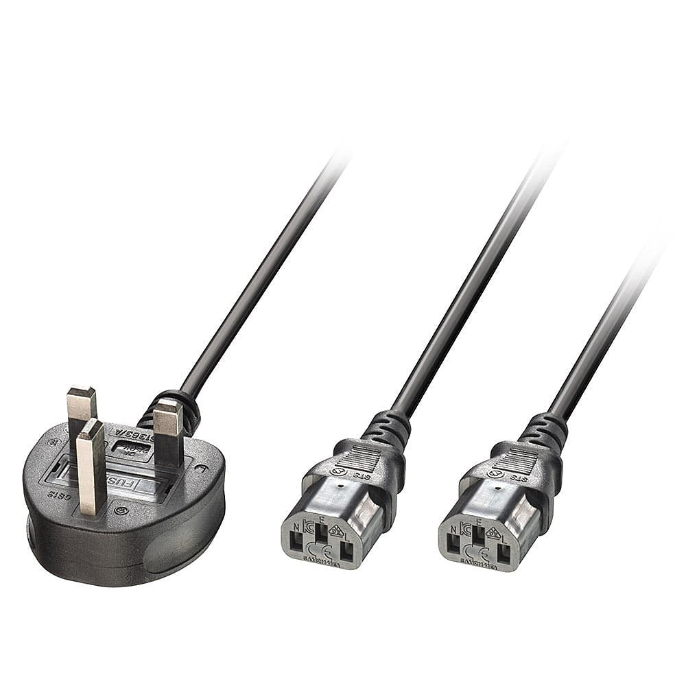 Lindy 30371 cable de transmisión Negro 2,5 m Acoplador C13 2 x (2)