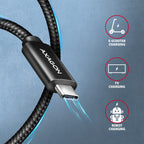 Axagon BUCM2-CM10AB Ladekabel, USB-C zu USB-C 2.0, 1 m, PD 240 W 5 A, ALU - Schwarz - 1 Meter langes USB-C zu USB-C Kabel - Daten- und Ladefähig cable USB USB 2.0 USB C 0,48 Gbit/s Negro (6)