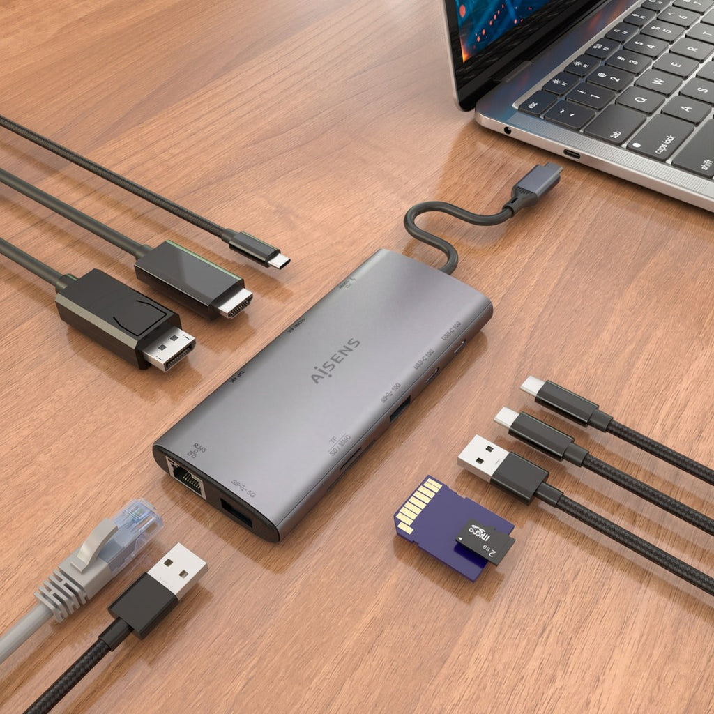 AISENS ASUC-10P050-GR base para portátil y replicador de puertos Alámbrico USB 3.2 Gen 1 (3.1 Gen 1) Type-C (7)