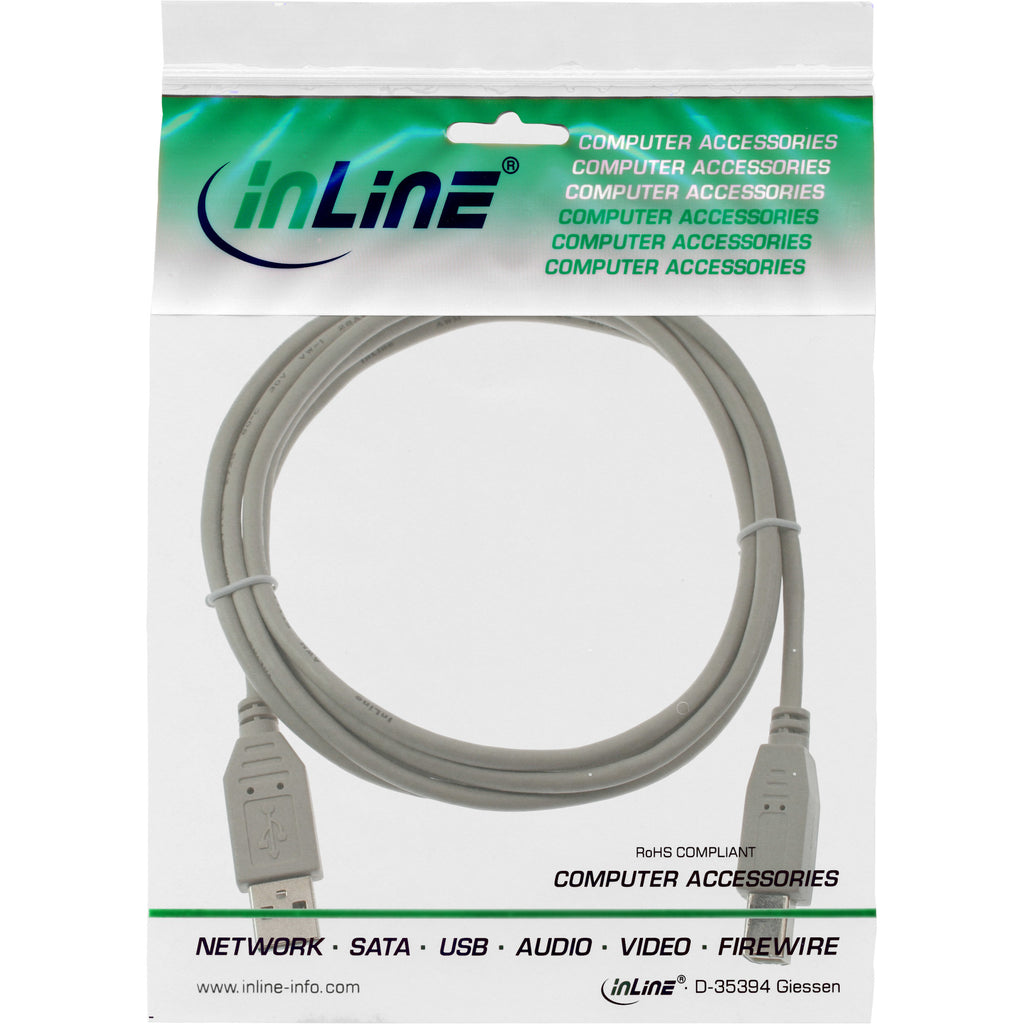 InLine 34518H cable USB 2 m USB A USB B 0,48 Gbit/s Beige (3)
