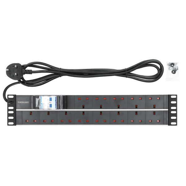 Intellinet 715607 unidad de distribución de energía (PDU) 13 salidas AC 2U Negro, Blanco (5)