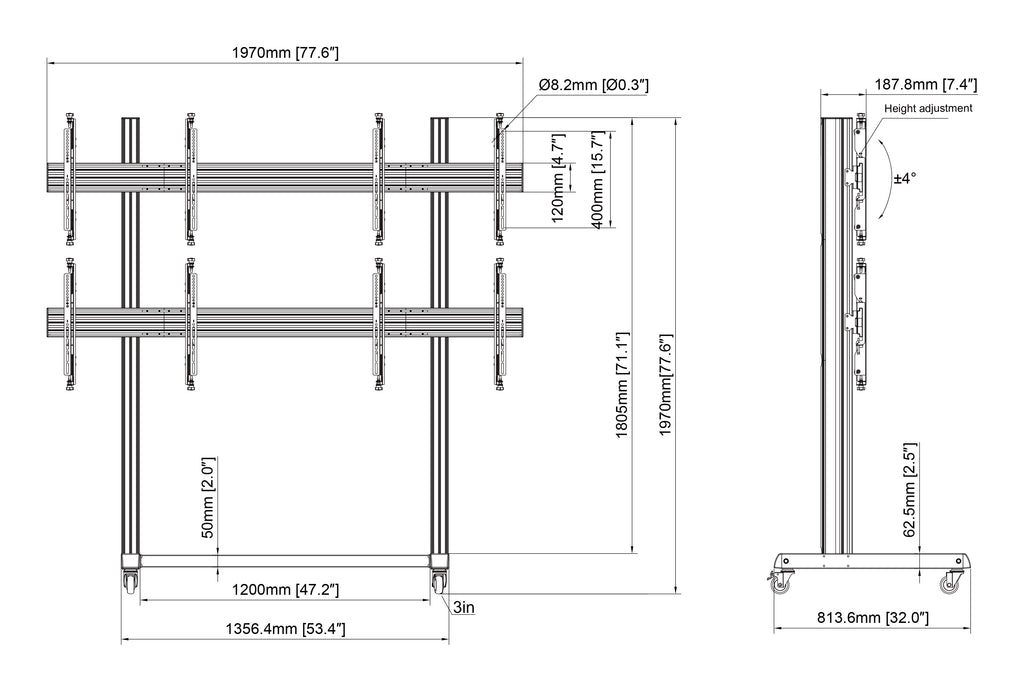Multibrackets 3359 soporte para pantalla de señalización 165,1 cm (65") Negro (4)