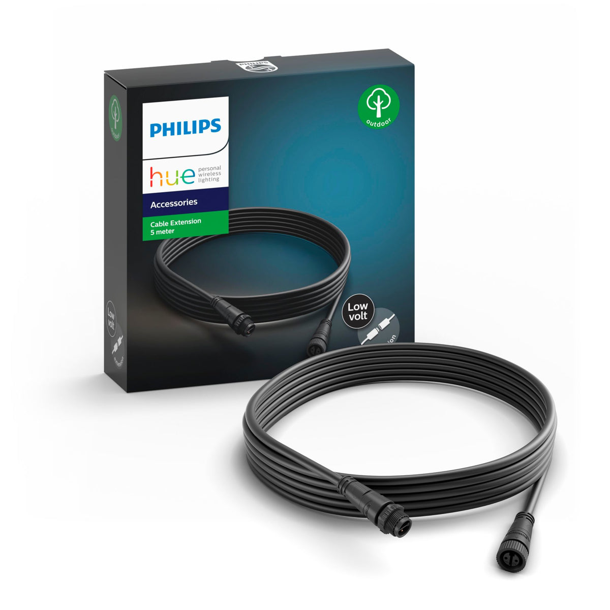 Philips 8718696168721 - Cable alargador de alimentación, 5 m, exterior, negro