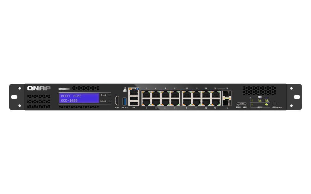 QNAP QGD-1600 Gestionado Gigabit Ethernet (10/100/1000) 1U Negro, Gris