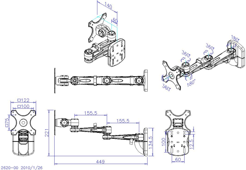 Soporte pared ARTICONA LCD gris 739657 (6)