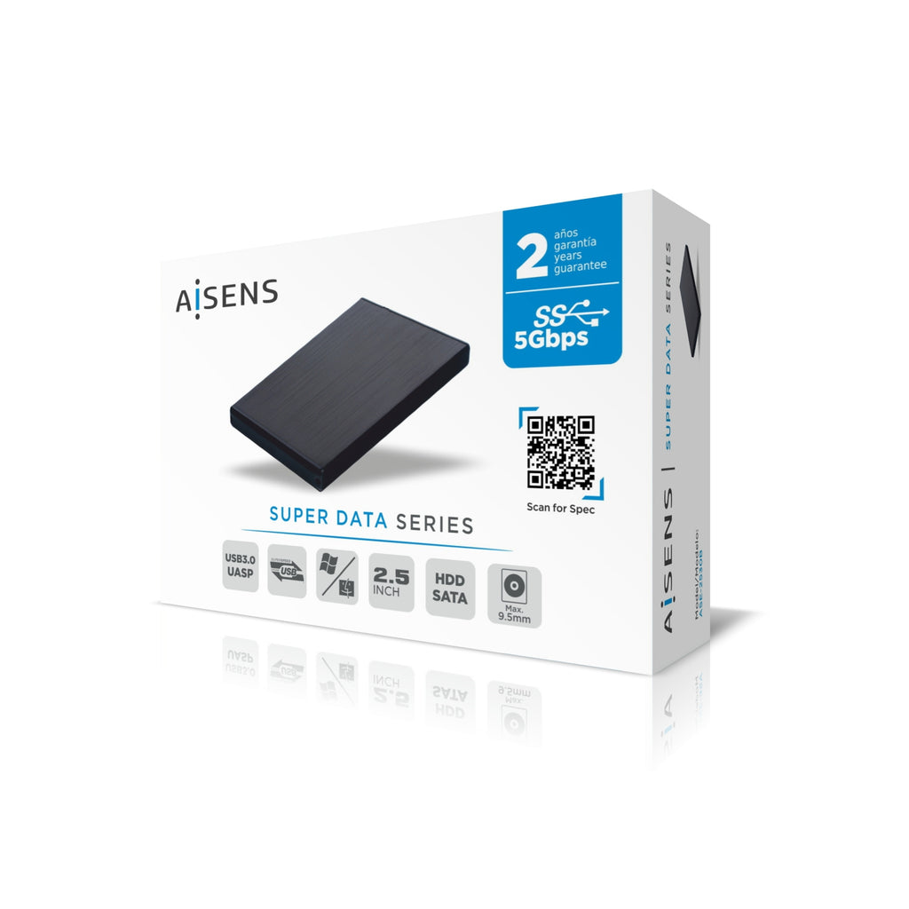 AISENS ASE-2530B caja para disco duro externo Caja de disco duro (HDD) Negro 2.5" (5)