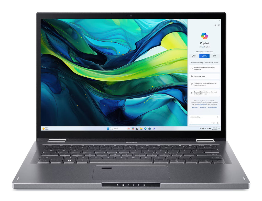 Acer Aspire Spin 14 ASP14-52MTN-75Q5 Intel Core Ultra 7 155U Híbrido (2-en-1) 35,6 cm (14") Pantalla táctil WUXGA 16 GB LPDDR5x-SDRAM 1 TB SSD Wi-Fi 6 (802.11ax) Windows 11 Home Gris (2)