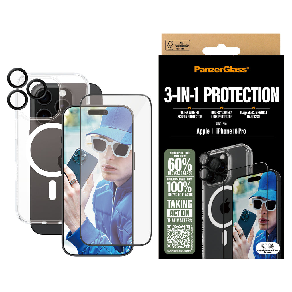 PanzerGlass ® 3-in-1 Protection Bundle iPhone 16 Pro Protector de pantalla Apple 1 pieza(s) (2)