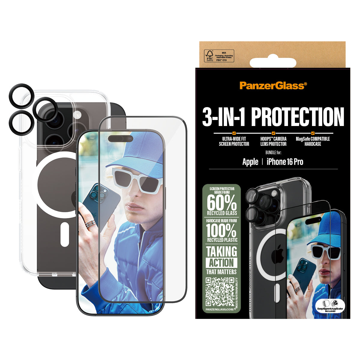 PanzerGlass ® 3-in-1 Protection Bundle iPhone 16 Pro Protector de pantalla Apple 1 pieza(s) (2)