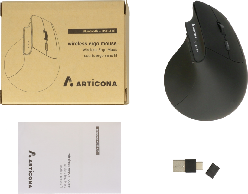 Ratón ARTICONA ergo BT + USB A/C negro (6)