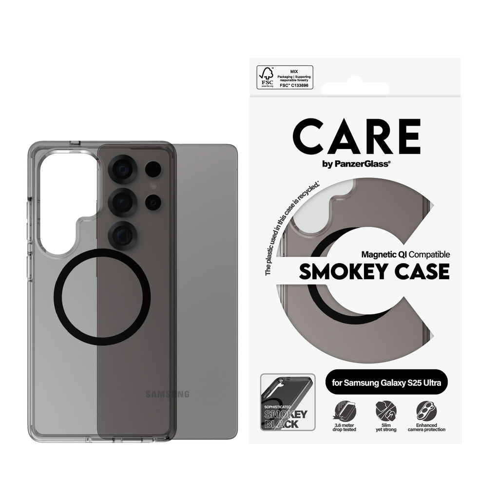 PanzerGlass CARE™ by ® Smokey Case w. Black Qi Compatible Samsung Galaxy S25 Ultra funda para teléfono móvil Negro (2)