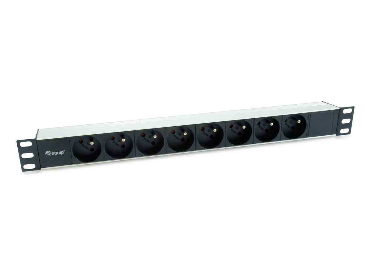 Equip 333313 unidad de distribución de energía (PDU) 8 salidas AC 1U Negro, Plata