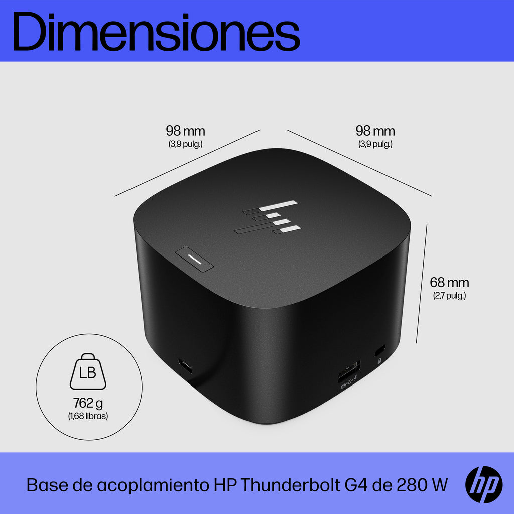 HP Thunderbolt 280W G4 Dock w/Combo Cable Alámbrico Thunderbolt 4 Negro (5)