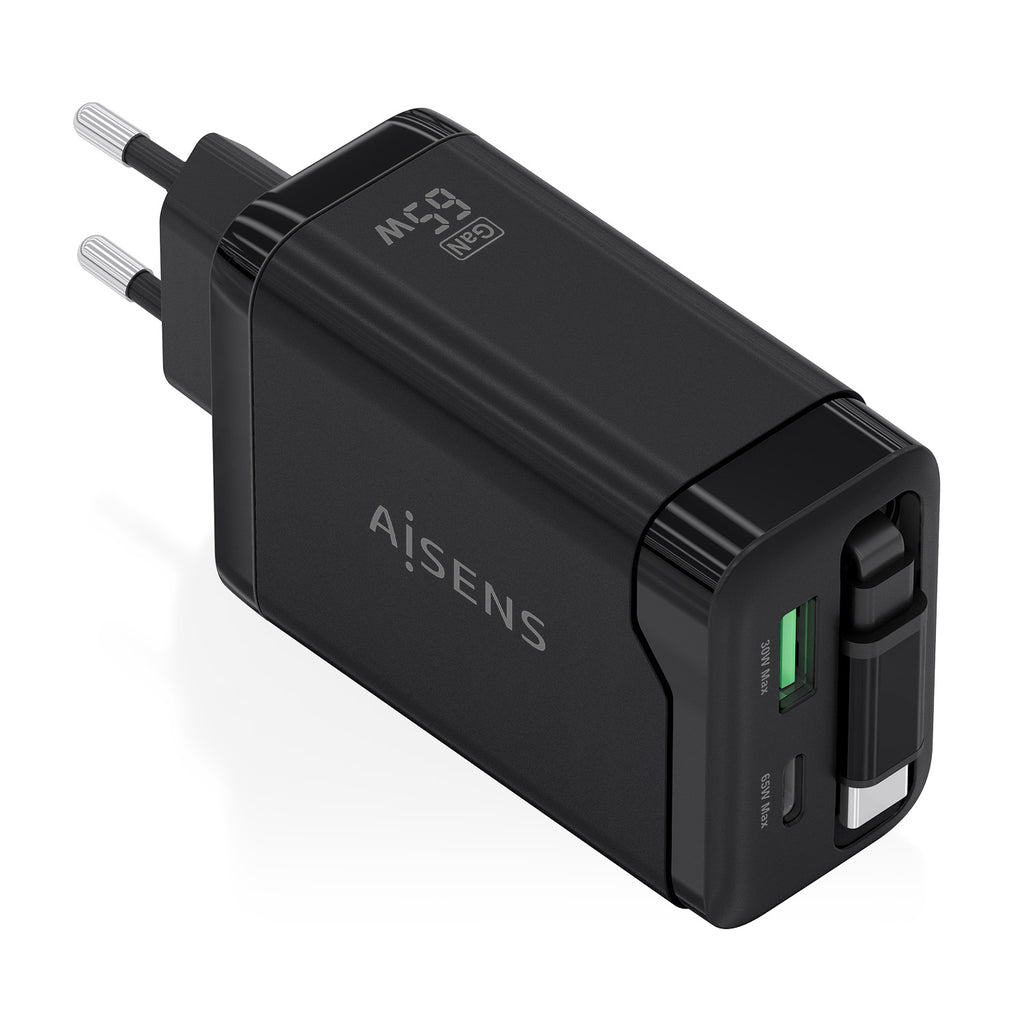 AISENS ASCH-65W3P071-BK cargador de dispositivo móvil Cámara digital, GPS, Teléfono móvil, Portátil, Smartphone, Tableta, Universal Corriente alterna Carga rápida Interior (2)