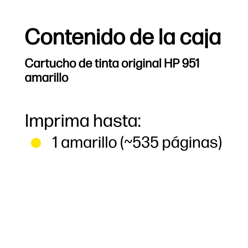 HP 951 Yellow Original Ink Cartridge cartucho de tinta 1 pieza(s) Rendimiento estándar (4)