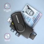 Axagon CRE-SMP2A USB Smart card & SD/microSD/SIM PocketReader lector de tarjeta inteligente Interior USB Type-A/USB Type-C Negro (3)