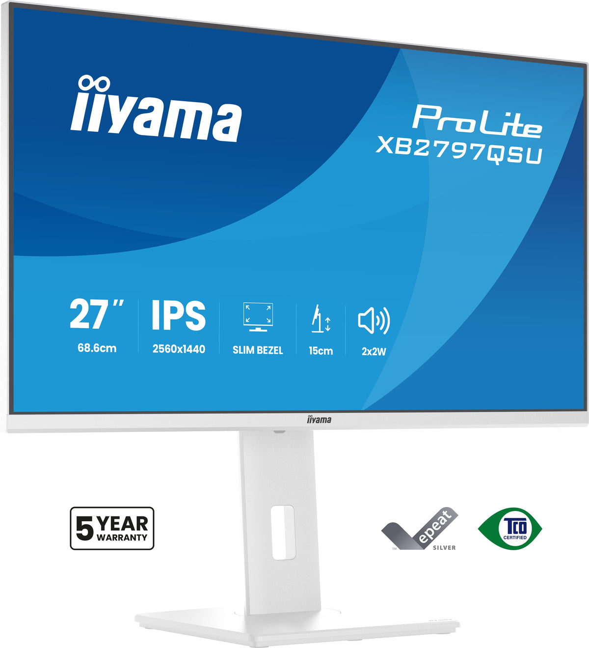 iiyama ProLite XB2797QSU-W1 pantalla para PC 68,6 cm (27") 2560 x 1440 Pixeles Quad HD LED Blanco