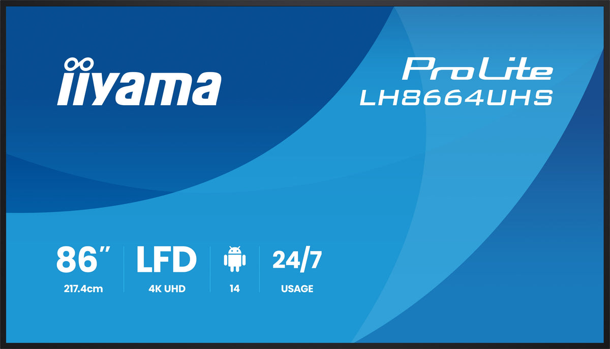iiyama LH8664UHS-B3AG pantalla de señalización Pantalla plana para señalización digital 2,17 m (85.6") Wifi 500 cd / m² 4K Ultra HD Negro Procesador incorporado Android 24/7 (3)