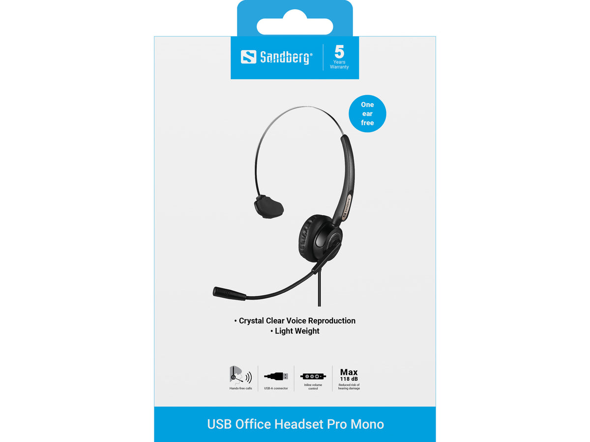 Sandberg 126-14 auricular y casco Auriculares Alámbrico Diadema Oficina/Centro de llamadas USB tipo A Negro (5)