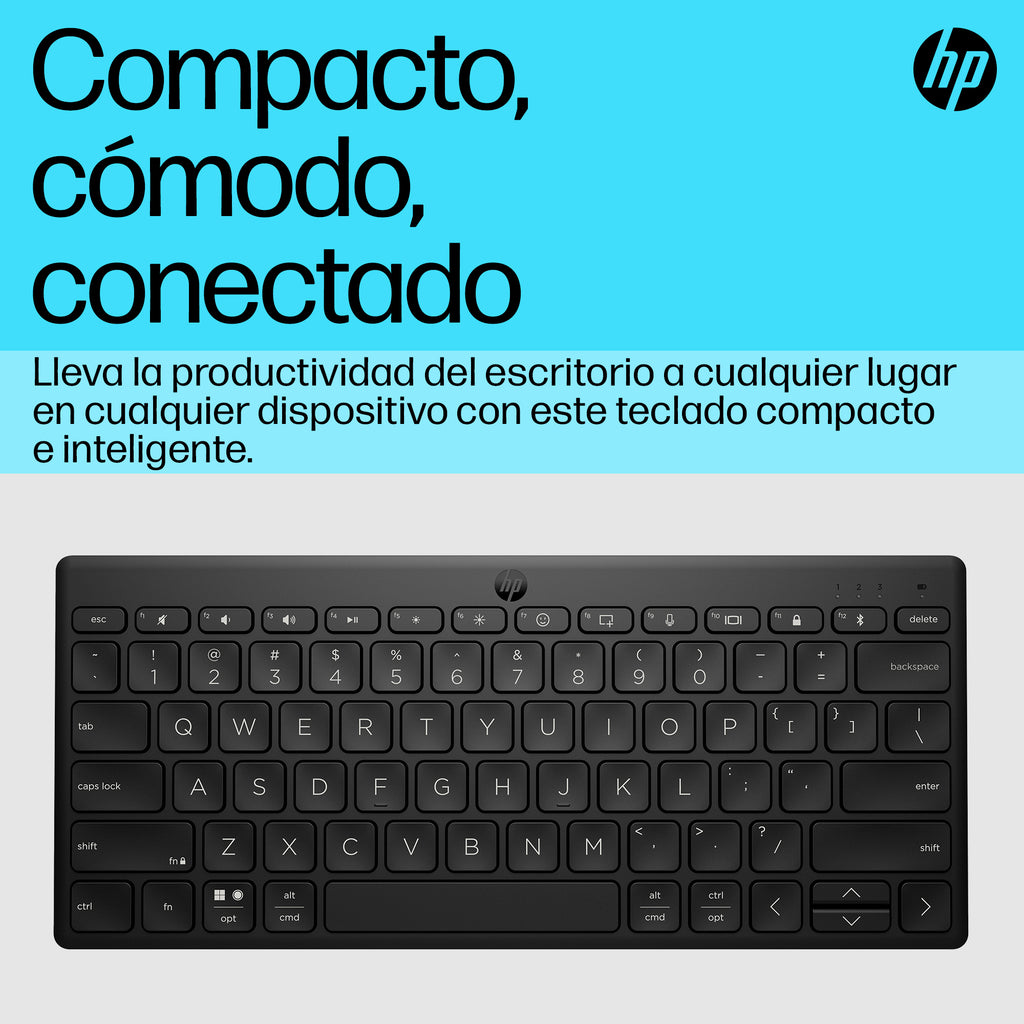 HP 350 BLK Compact Multi-Device Keyboard teclado Hogar Negro (4)