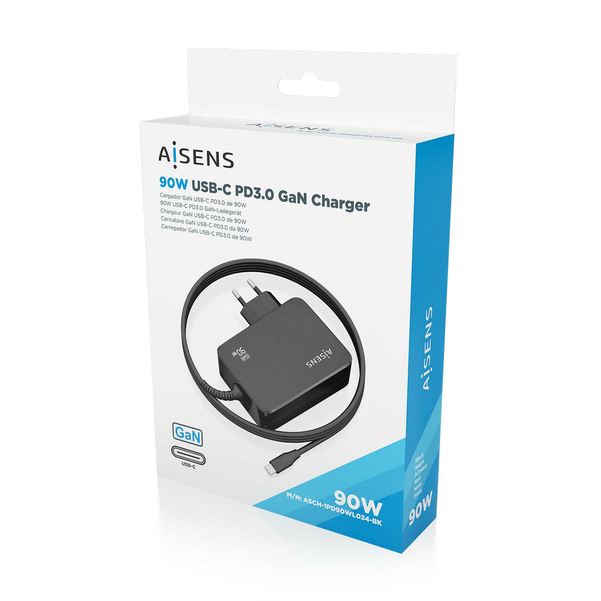 AISENS ASCH-1PD90WL034-BK cargador de dispositivo móvil Universal Negro Corriente alterna Interior (7)