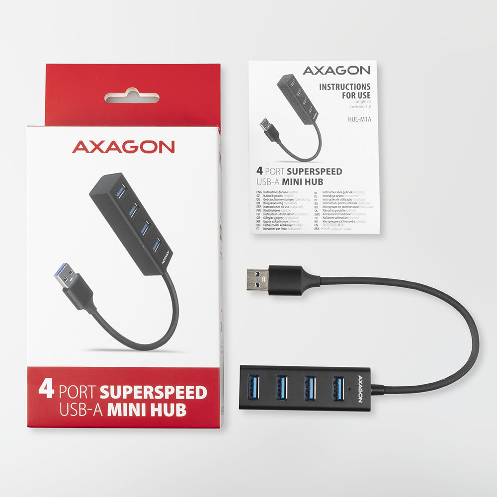 Axagon HUE-M1A hub de interfaz USB 3.2 Gen 1 (3.1 Gen 1) Type-A 5000 Mbit/s Negro (5)