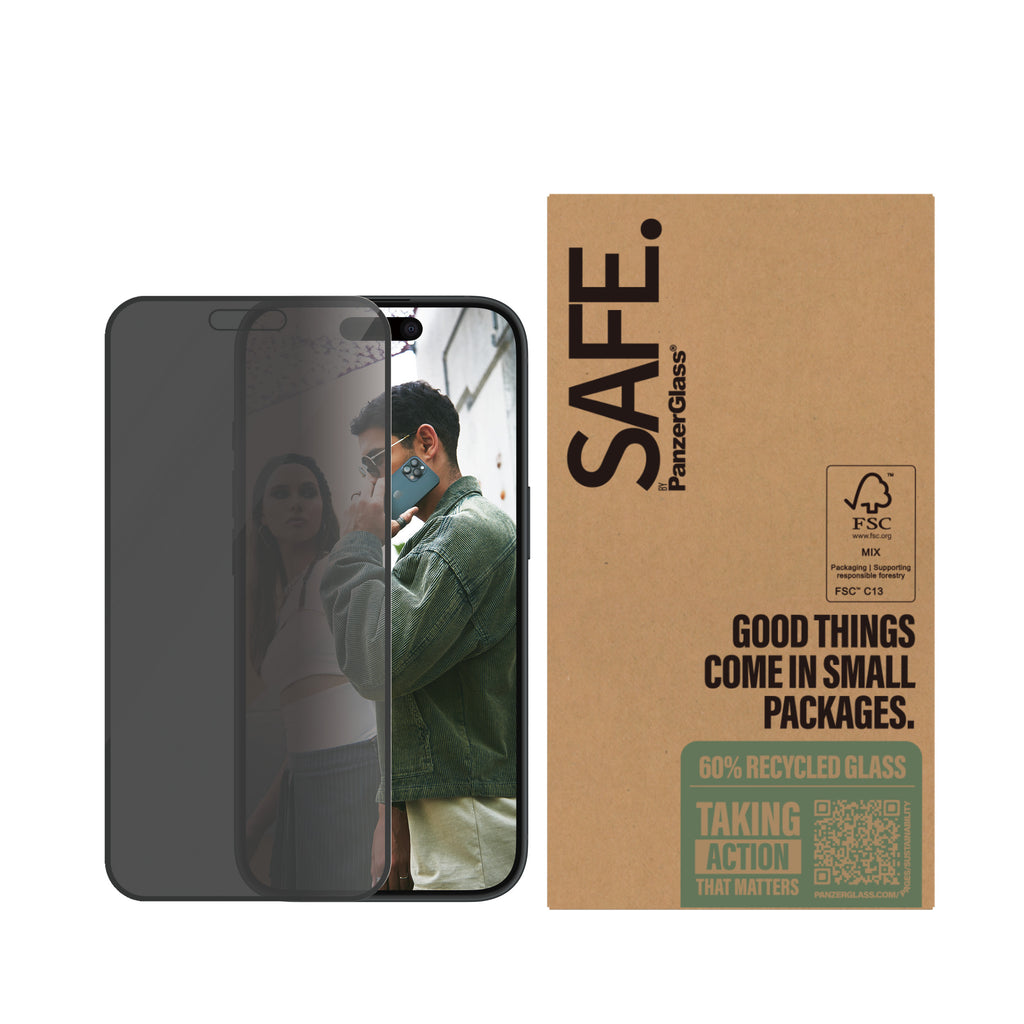 PanzerGlass SAFE. by ® 2-Way Privacy Screen Protector iPhone 16, 15 (BULKSAFEP95875)
