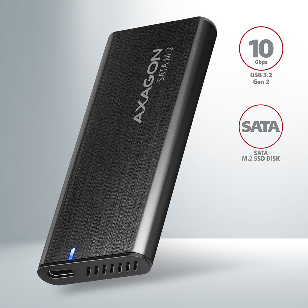 Axagon EEM2-SBC externes Gehäuse für M.2 SSDs USB-C 3.2 Gen 2 - schwarz Caja externa para unidad de estado sólido (SSD) Negro (2)