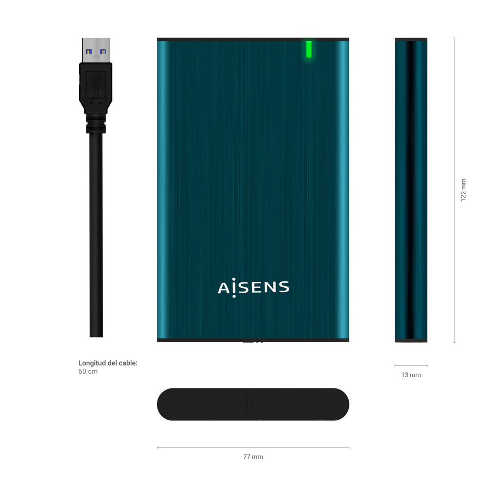 AISENS ASE-2525PB caja para disco duro externo Caja de disco duro (HDD) Marina 2.5" (5)