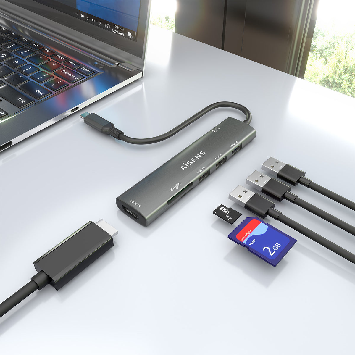 AISENS ASUC-7P027-GR base para portátil y replicador de puertos Alámbrico USB 3.2 Gen 1 (3.1 Gen 1) Type-C (7)