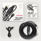 Axagon ADR-210B USB 2.0 A-M -> B-M active connecting/repeater cable 10m - Kabel - Digital/Daten cable USB USB A USB B 0,48 Gbit/s Negro (8)