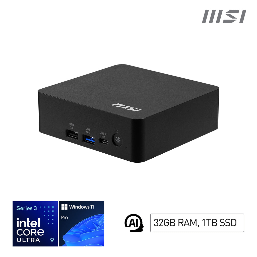 MSI Cubi NUC AI+ 3MG-002EU Copilot+ PC Intel Core Ultra 9 386H 32 GB DDR5-SDRAM 1 TB SSD Windows 11 Pro Mini PC Negro