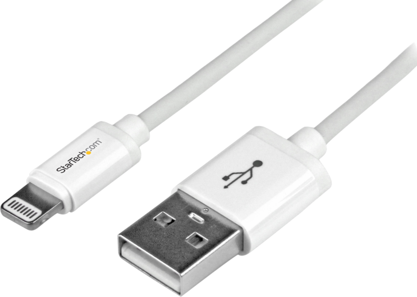 Startech USBLT1MW - Blanco, Cable Lightning, Lightning macho a USB macho, 1 m