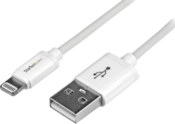 Startech USBLT1MW - Blanco, Cable Lightning, Lightning macho a USB macho, 1 m