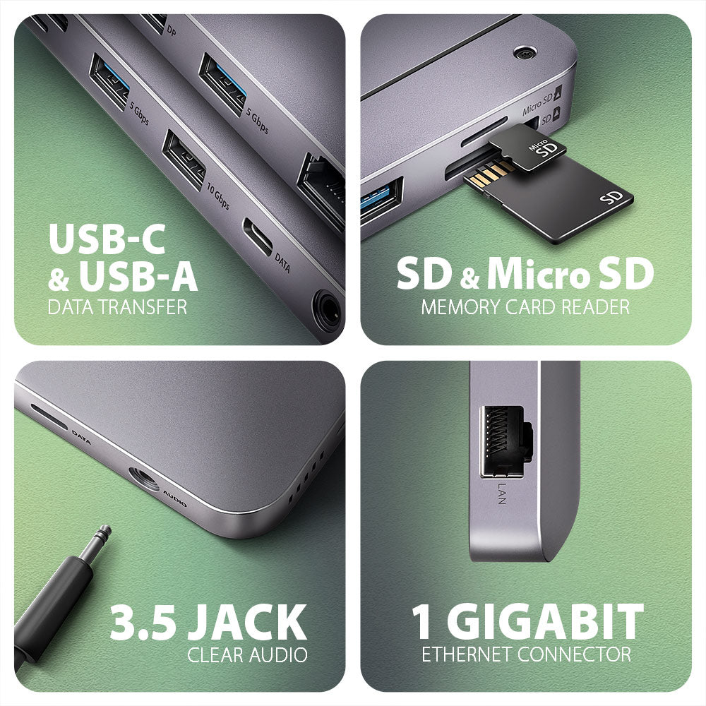 Axagon HMC-12GM2 base para portátil y replicador de puertos Alámbrico USB 3.2 Gen 2 (3.1 Gen 2) Type-C Gris (3)
