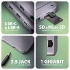 Axagon HMC-12GM2 base para portátil y replicador de puertos Alámbrico USB 3.2 Gen 2 (3.1 Gen 2) Type-C Gris (3)