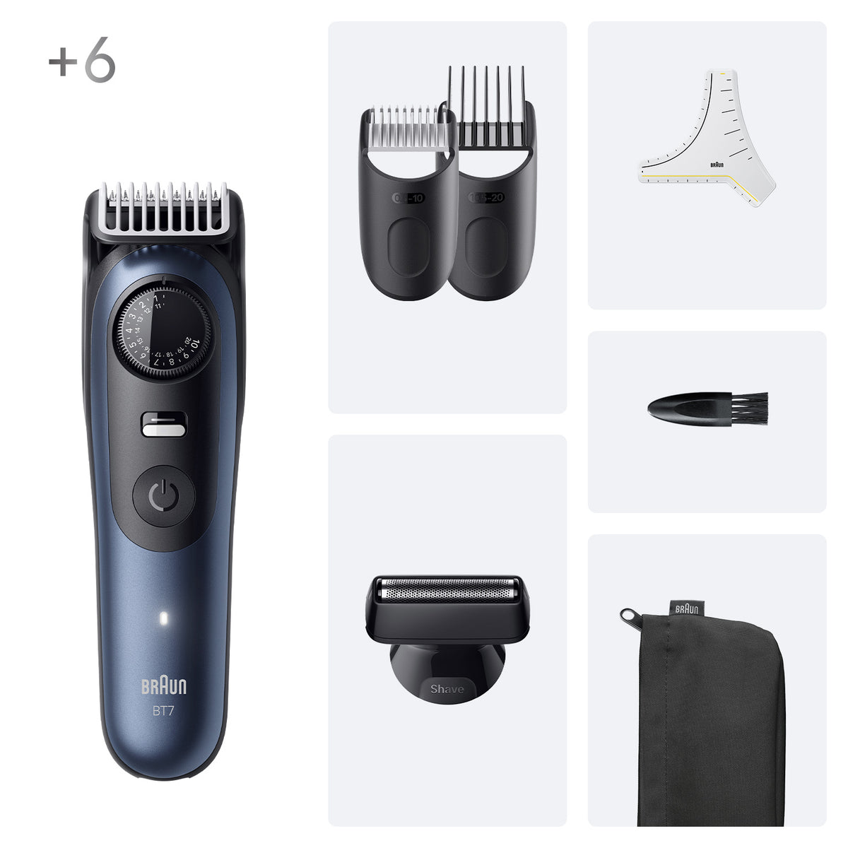 Braun BeardTrimmer 7 BT7520 Batería 40 2 cm Mojado y seco Negro, Azul (2)