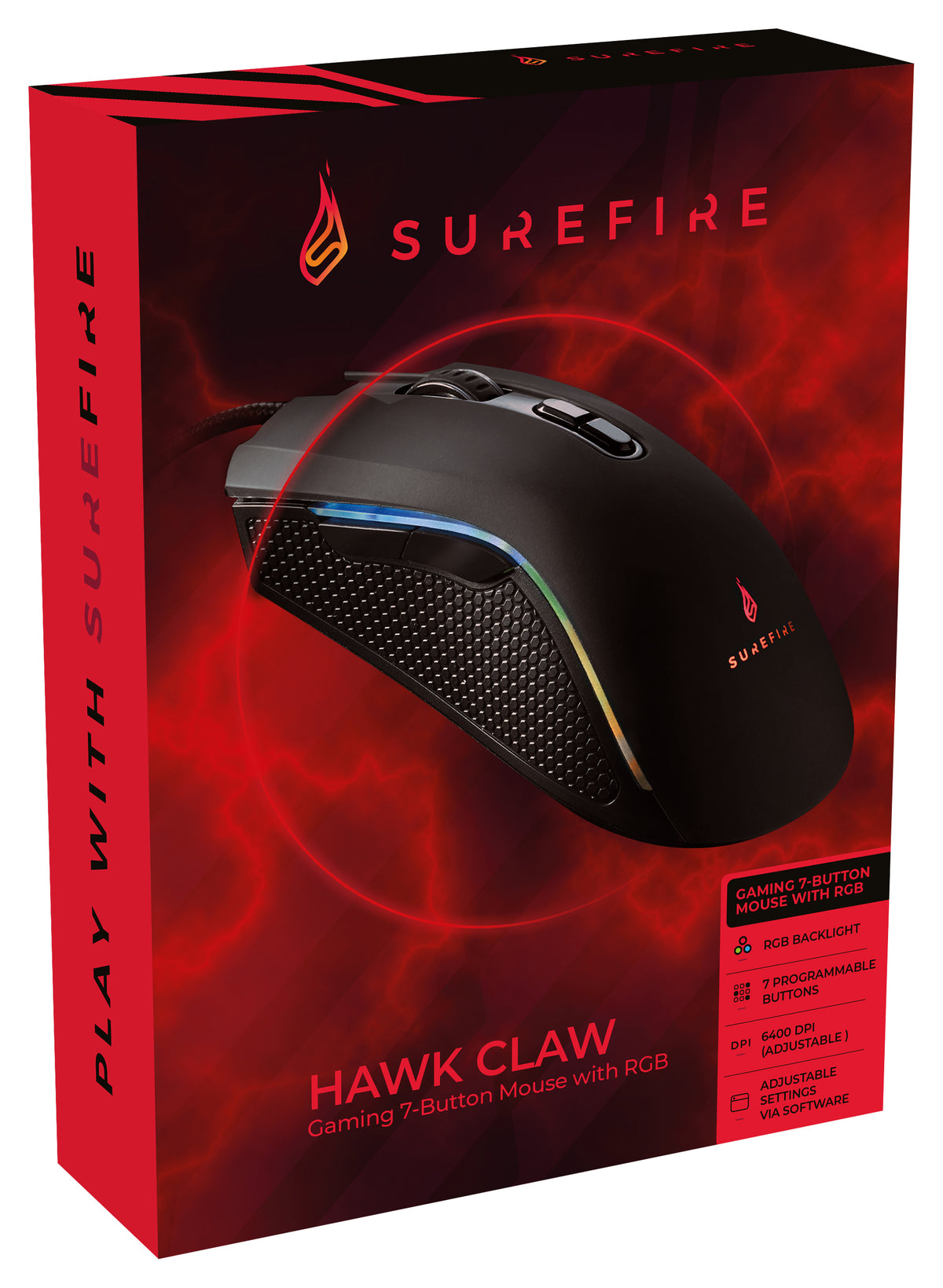 SureFire Hawk Claw ratón Juego Mano derecha USB tipo A Óptico 6400 DPI