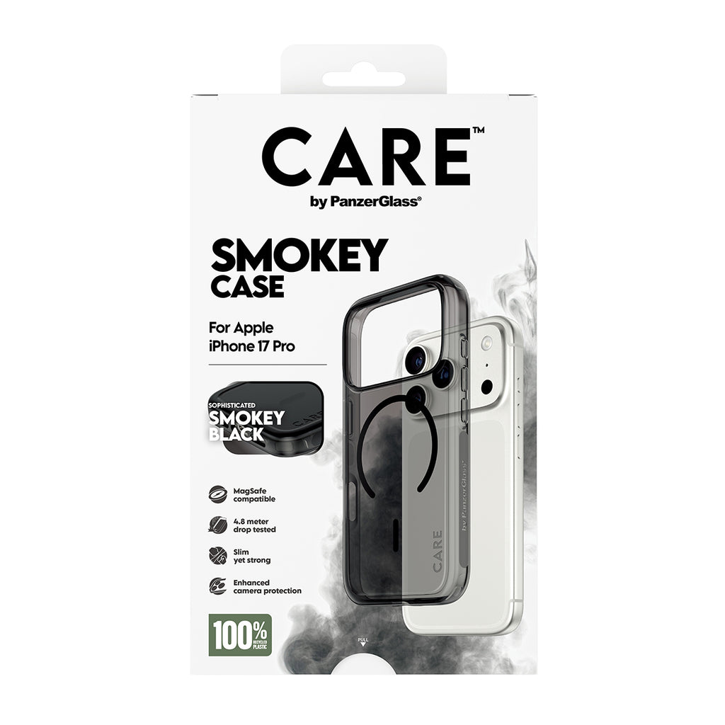 PanzerGlass CARE™ by ® Smokey Case w. Black MagSafe iPhone 17 Pro funda