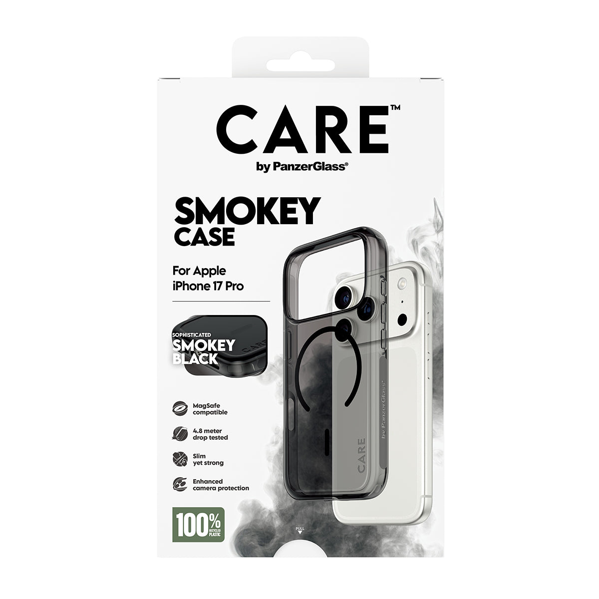 PanzerGlass CARE™ by ® Smokey Case w. Black MagSafe iPhone 17 Pro funda