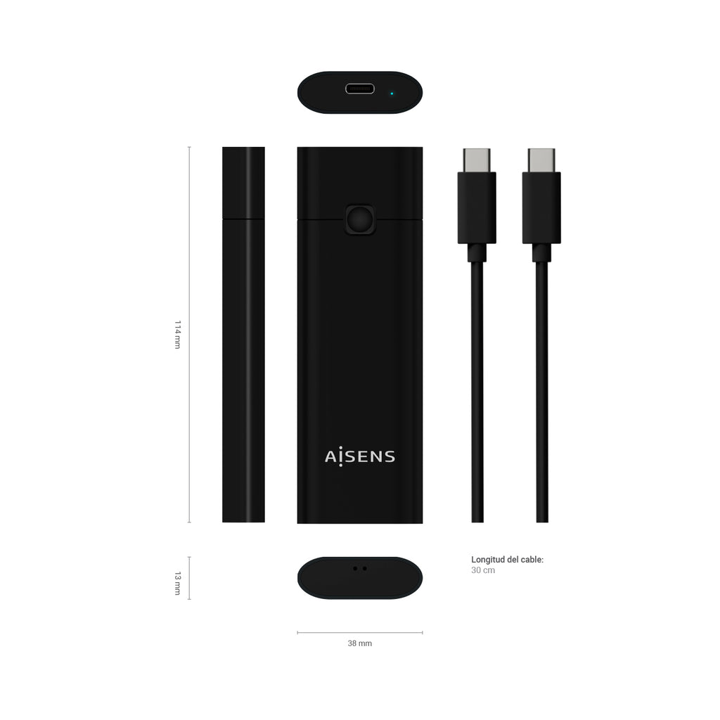 AISENS ASM2-020B caja para disco duro externo Caja externa para unidad de estado sólido (SSD) Negro (4)