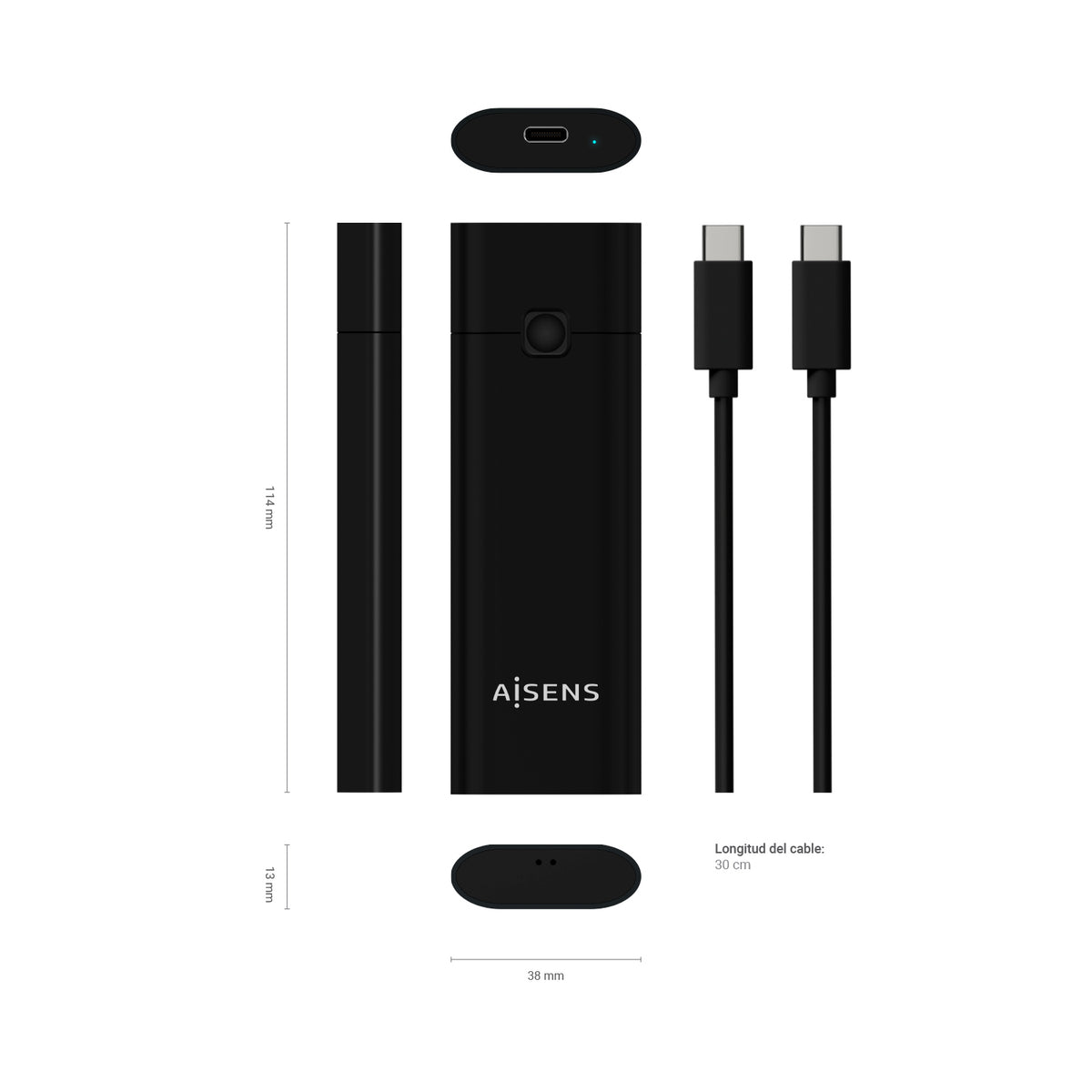 AISENS ASM2-020B caja para disco duro externo Caja externa para unidad de estado sólido (SSD) Negro (4)