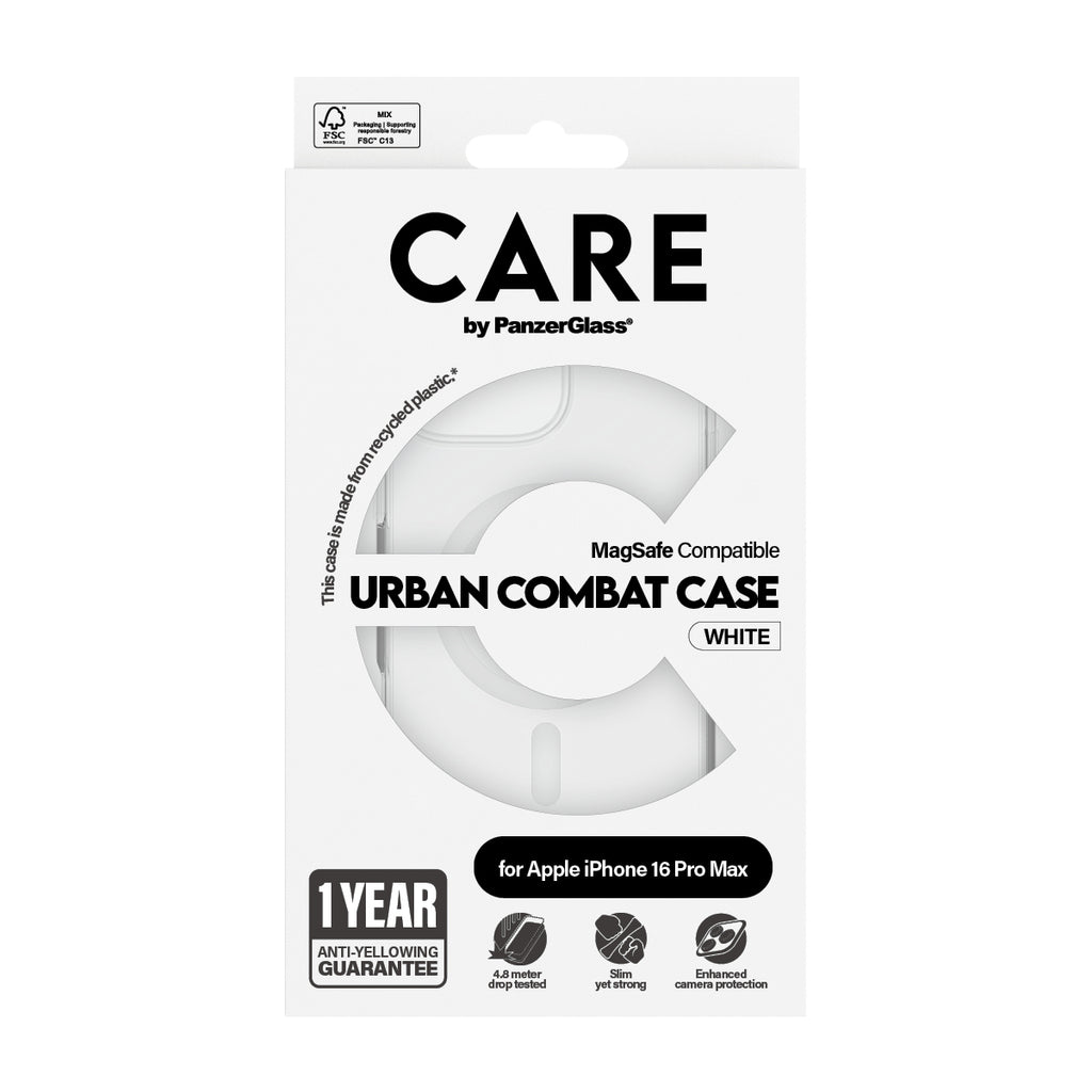 PanzerGlass CARE™ by ® Funda Urban Combat Transparente con MagSafe Blanco iPhone (1340)