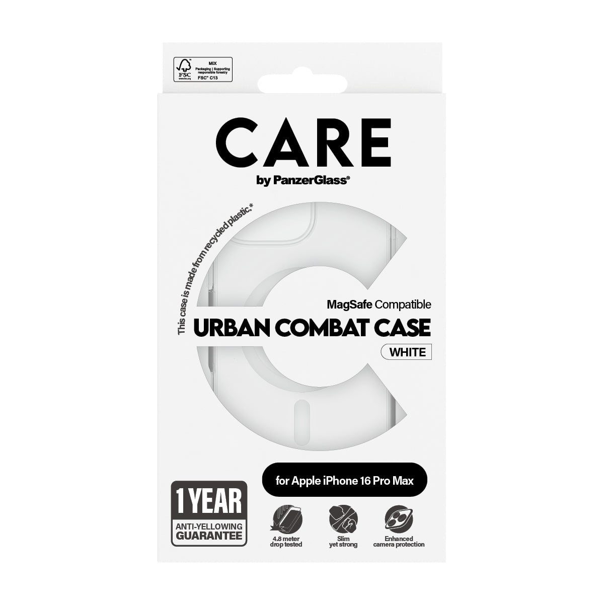 PanzerGlass CARE™ by ® Funda Urban Combat Transparente con MagSafe Blanco iPhone (1340)