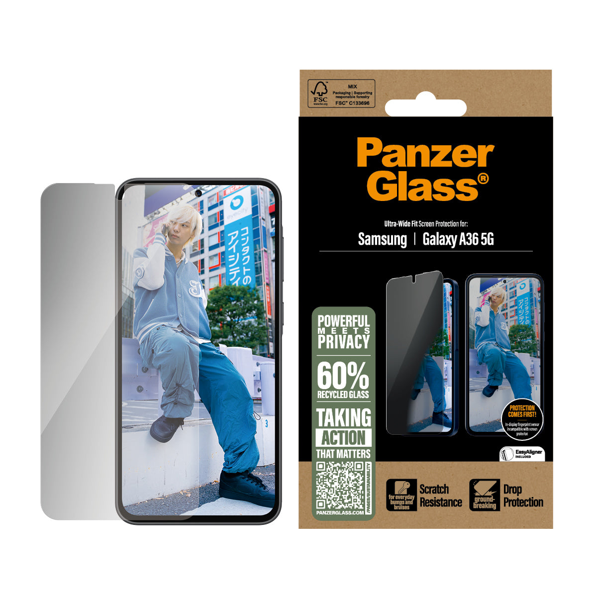 PanzerGlass ® 2-Way Privacy Screen Protector Samsung Galaxy A36 5G | Ultra-Wide Fit Protector de pantalla 1 pieza(s) (2)